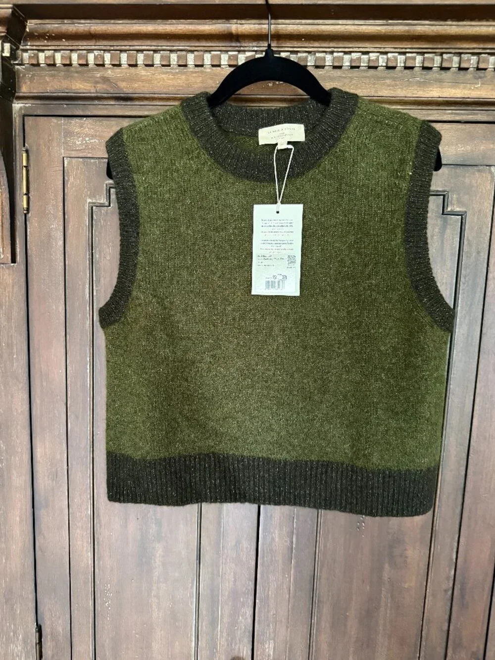 Sezane Samuel Vest Jumper - Perfect Green/Dark Green - Size XS - NWT! - Picture 3 of 10